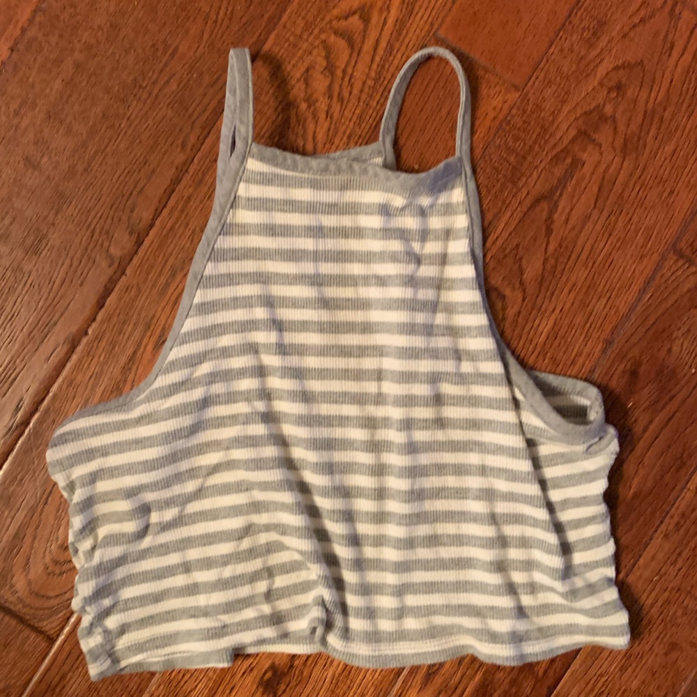 Forever 21 gray and white striped tank top